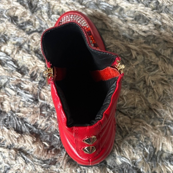 Giuseppe Zanotti Red and Black Crystal Embellished Sneakers - Picture 8 of 15